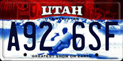UT license plate A926SF
