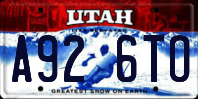 UT license plate A926TO