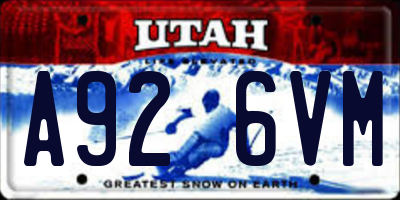 UT license plate A926VM