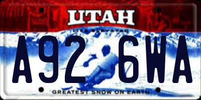 UT license plate A926WA