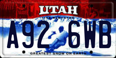 UT license plate A926WB