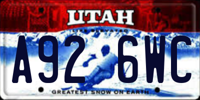 UT license plate A926WC