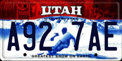 UT license plate A927AE