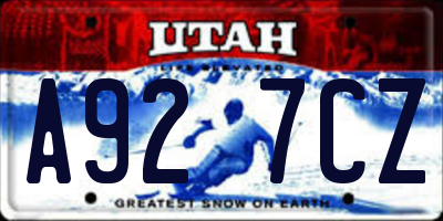 UT license plate A927CZ