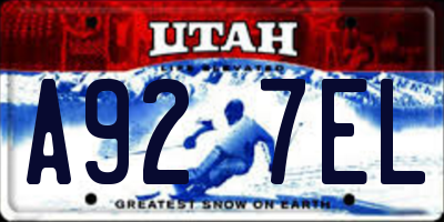 UT license plate A927EL