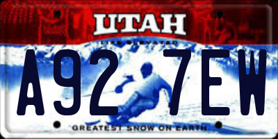 UT license plate A927EW