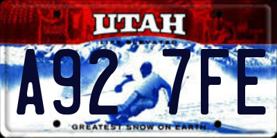 UT license plate A927FE