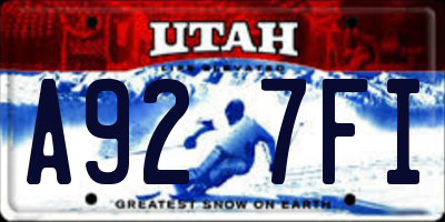 UT license plate A927FI