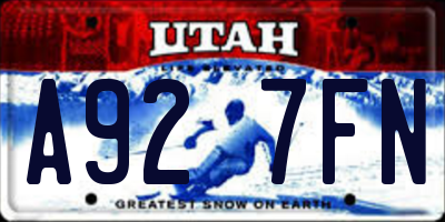 UT license plate A927FN