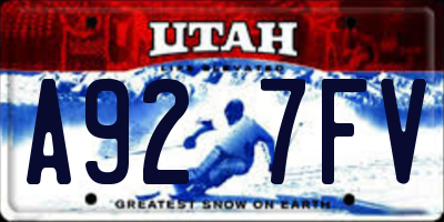 UT license plate A927FV