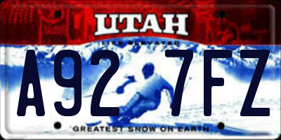 UT license plate A927FZ