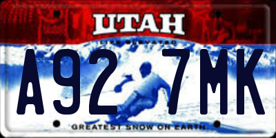 UT license plate A927MK
