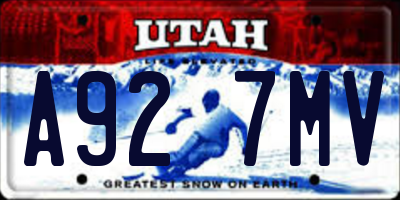 UT license plate A927MV