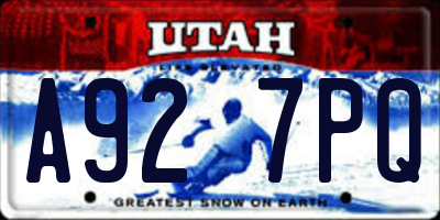 UT license plate A927PQ