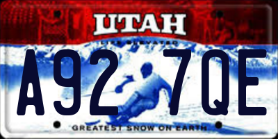 UT license plate A927QE