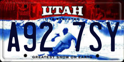 UT license plate A927SY