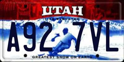 UT license plate A927VL