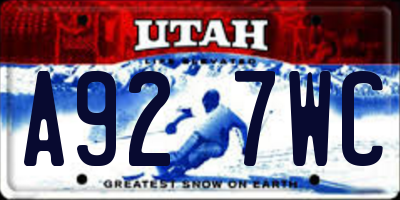 UT license plate A927WC
