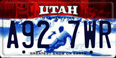 UT license plate A927WR