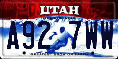 UT license plate A927WW