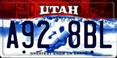 UT license plate A928BL