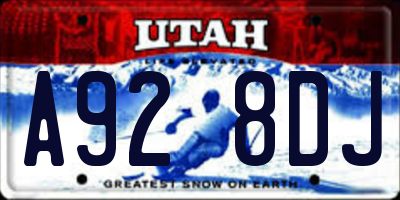 UT license plate A928DJ