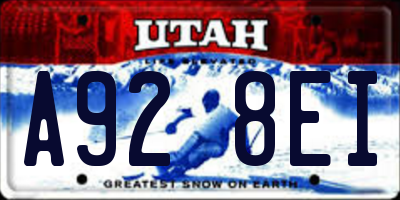 UT license plate A928EI
