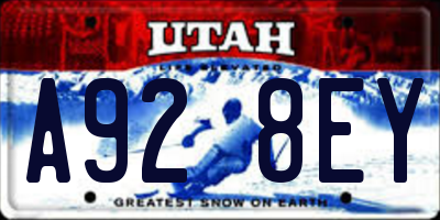 UT license plate A928EY