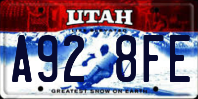 UT license plate A928FE