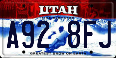 UT license plate A928FJ