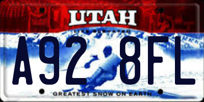 UT license plate A928FL