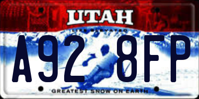 UT license plate A928FP