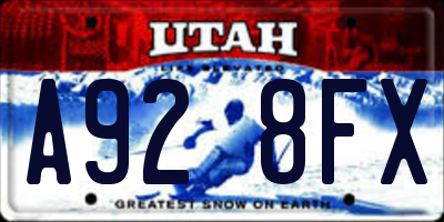 UT license plate A928FX
