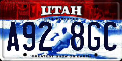 UT license plate A928GC