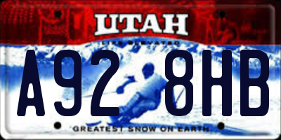 UT license plate A928HB