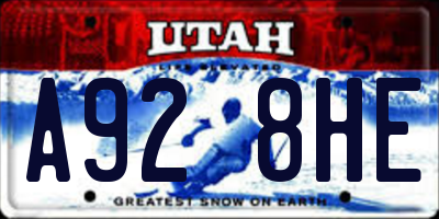 UT license plate A928HE