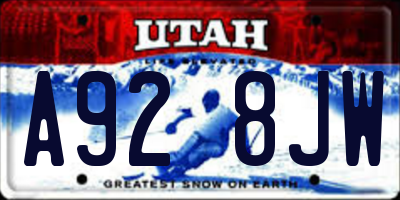 UT license plate A928JW