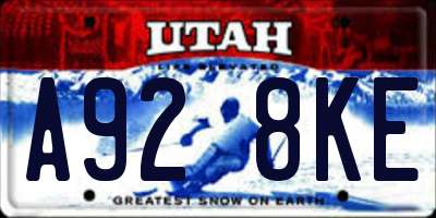 UT license plate A928KE
