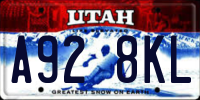 UT license plate A928KL