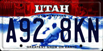 UT license plate A928KN