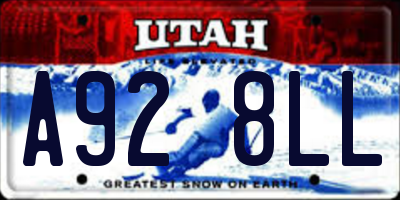 UT license plate A928LL