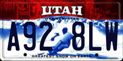 UT license plate A928LW