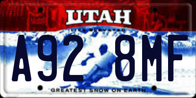UT license plate A928MF
