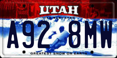 UT license plate A928MW