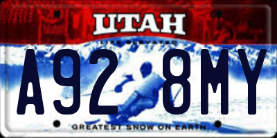 UT license plate A928MY