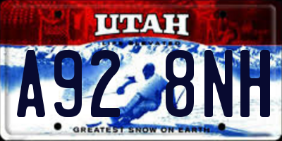 UT license plate A928NH