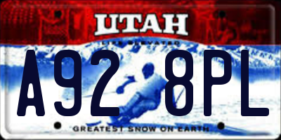 UT license plate A928PL