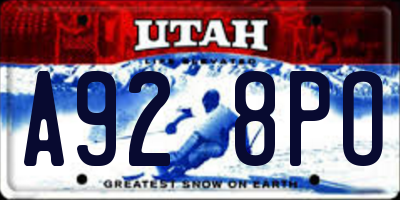 UT license plate A928PO
