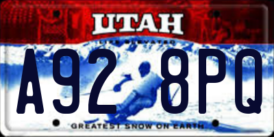 UT license plate A928PQ