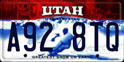 UT license plate A928TQ